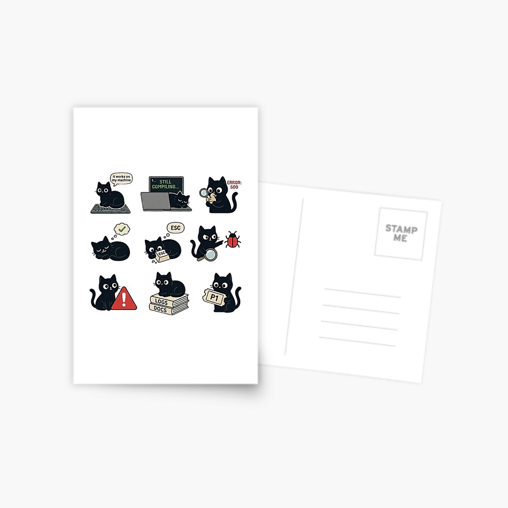 Vista previa del artículo con la obra «Postal», diseñado y vendido por StickersMaker4U.