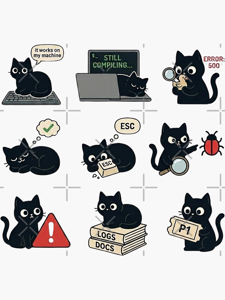 Imagen 3 de 3, Pegatina con la obra Paquete de pegatinas de gatos programadores: 10 pegatinas divertidas de gatos programadores y desarrolladores., diseñada y vendida por StickersMaker4U.