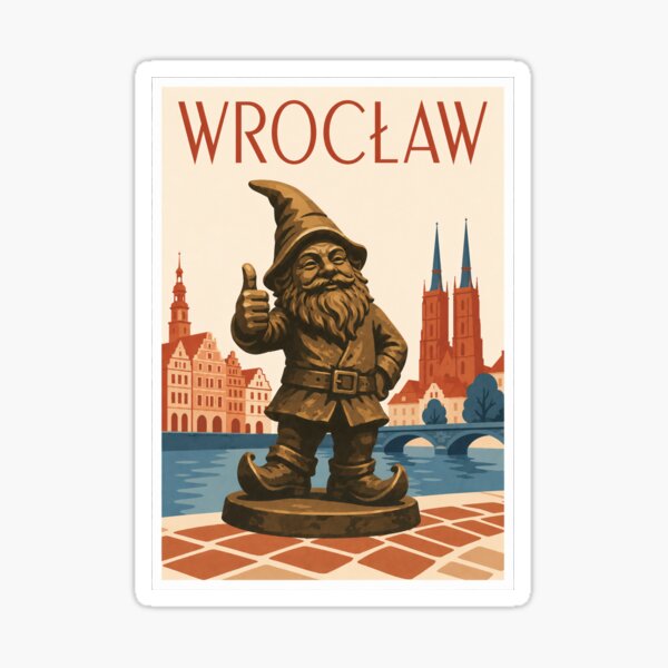 Item preview, Póster de viaje de la estatua del enano de Breslavia designed and sold by Beyond Destinations.