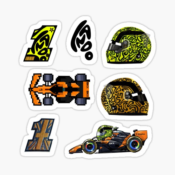 Aperçu de l'œuvre Pack d'autocollants Lando Norris F1 2026 créée et vendue par Pink Polar F1.