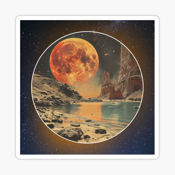 Item preview, Salida de la Luna Ámbar - Paisaje alienígena de ciencia ficción retro designed and sold by SpaceCadetGlow.