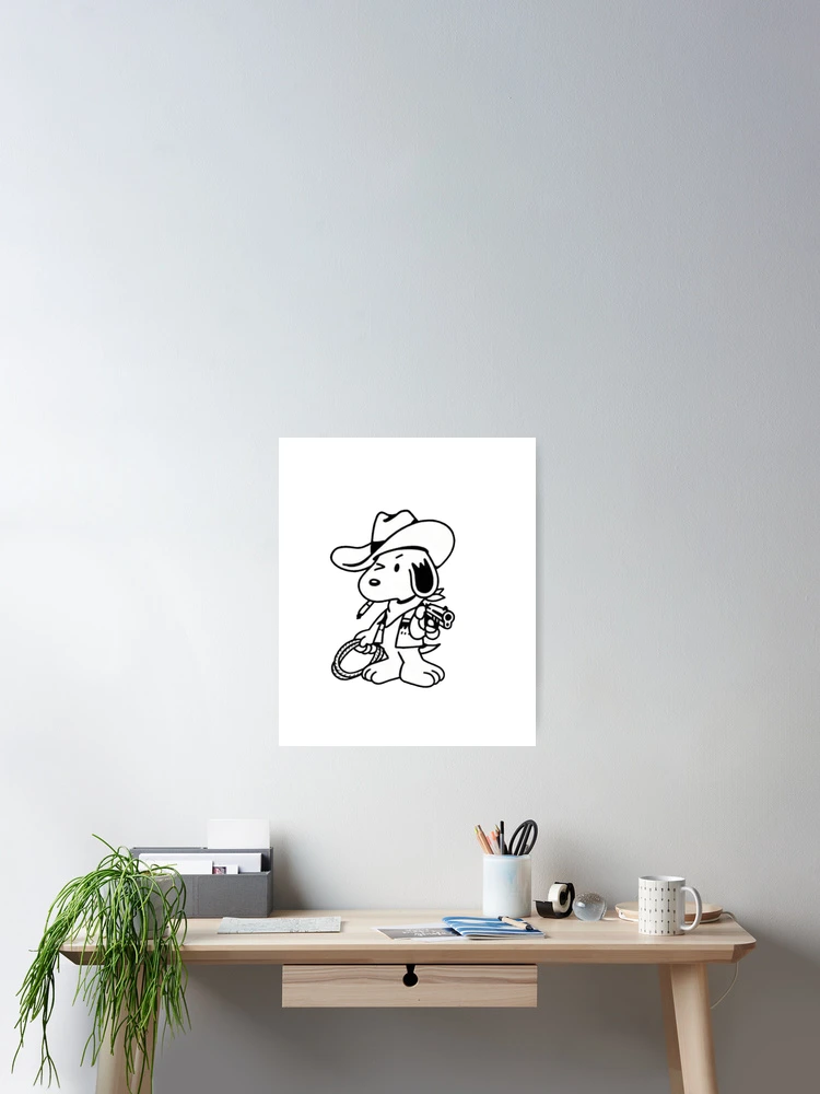 Thumbnail 2 of 3, Poster, Minimal Line Art Cowboy Peanuts Snoopy designed and sold by Gbriel3.