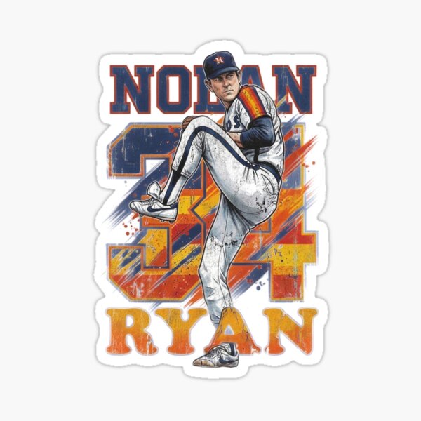 Aperçu de l'œuvre Nolan Ryan 34 rétro - Légende du baseball texan vintage créée et vendue par Thogan0416.