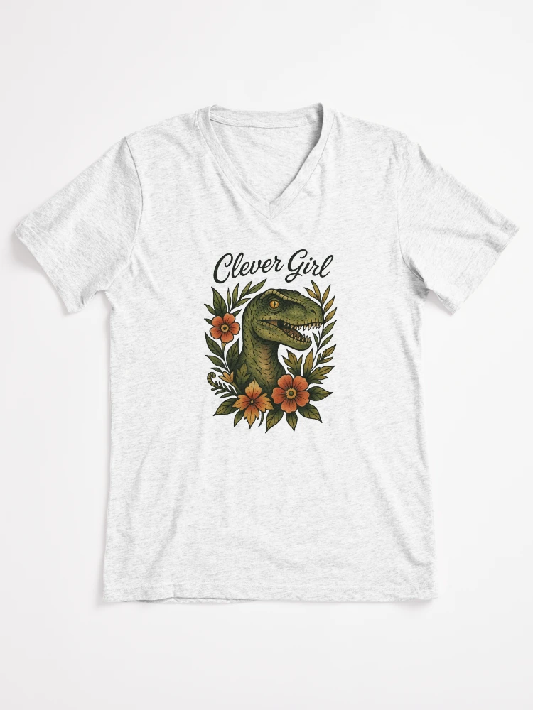 Imagen 1 de 4, Camiseta de cuello en V con la obra Chica inteligente..., diseñada y vendida por AKNinetyDesigns.