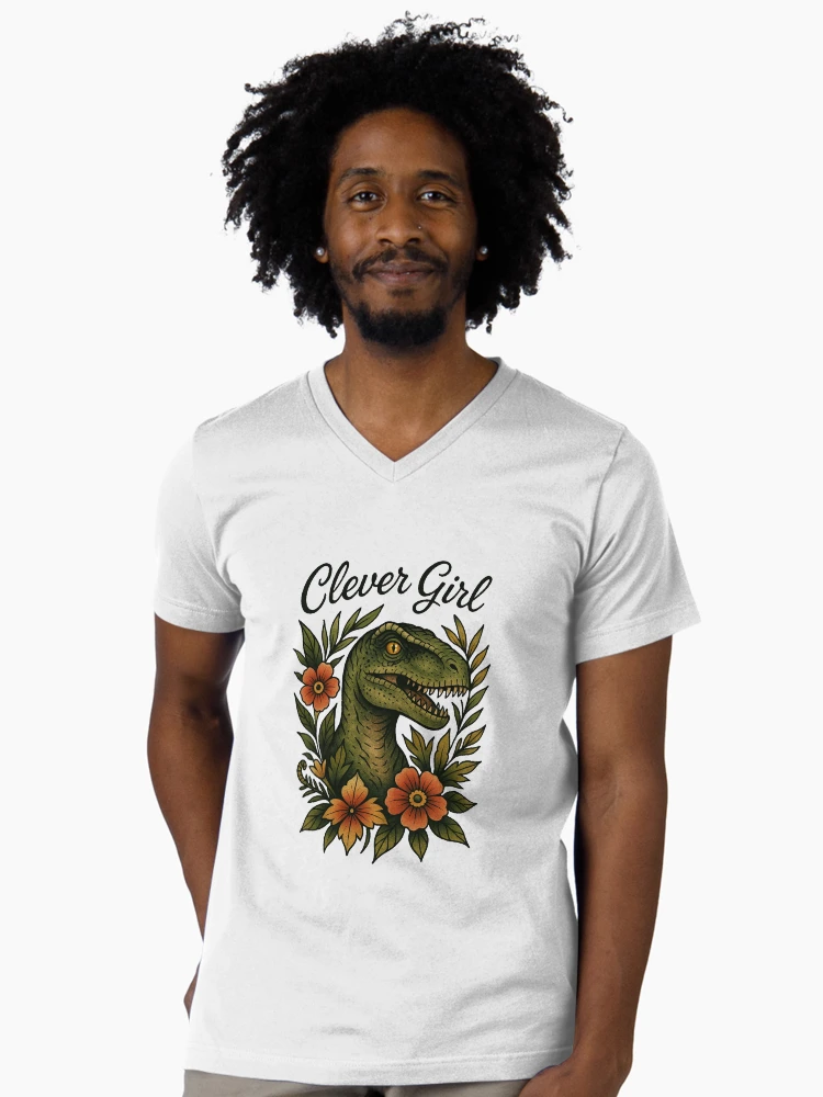Imagen 2 de 4, Camiseta de cuello en V con la obra Chica inteligente..., diseñada y vendida por AKNinetyDesigns.