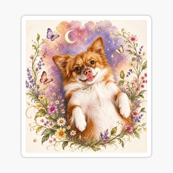 Artikelvorschau, Gerechtigkeit für Wangwang „Niedlicher Hund, Blumen, Mond“ – Tiergedenkposter als Geschenk entworfen und verkauft von CanvasFuse.