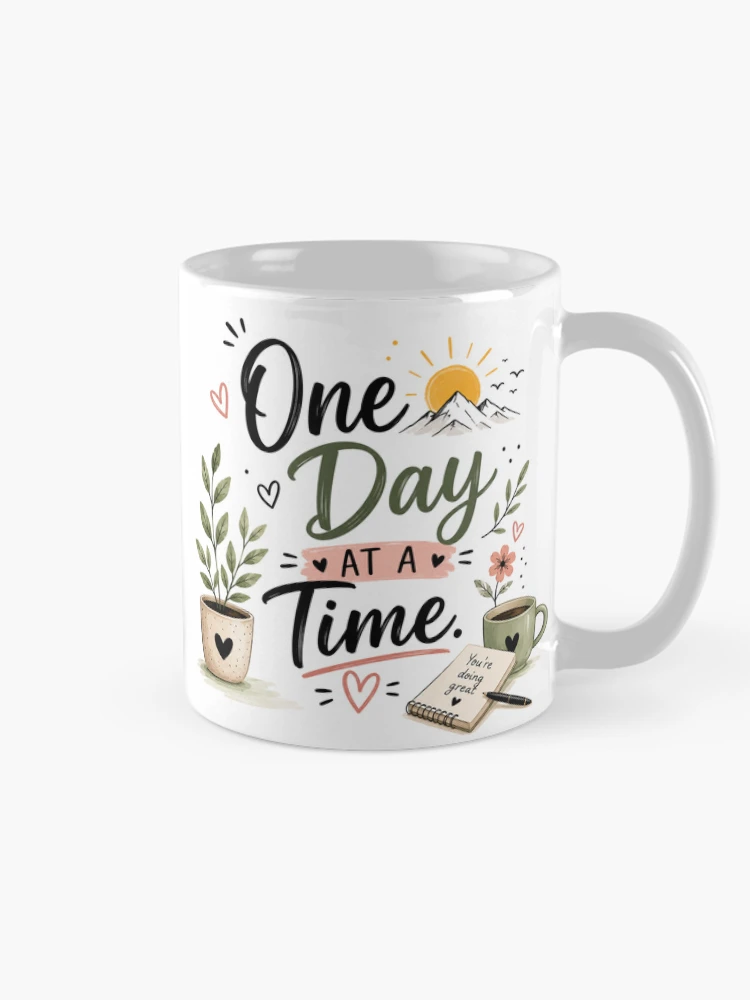 Thumbnail 3 of 6, Coffee Mug, One Day at a Time designed and sold by KrithigaArts.