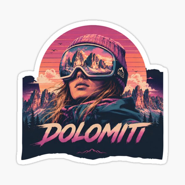 Aperçu de l'œuvre Tre Cime di Lavaredo Dolomites Ski Snowboard Art Vaporwave créée et vendue par SlothcoreVibes.