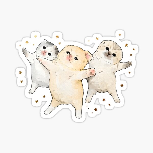 Aperçu de l'œuvre Mème des trois chats qui dansent créée et vendue par Sommer Studio Designs.