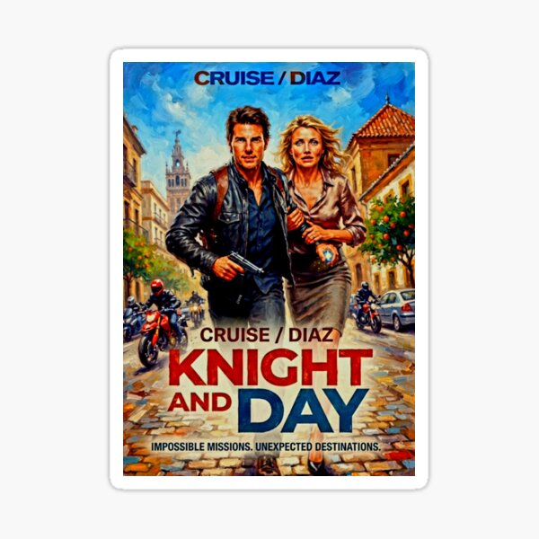 Aperçu de l'œuvre Hommage artistique à la comédie d'action Knight and Day créée et vendue par Art's Diner.