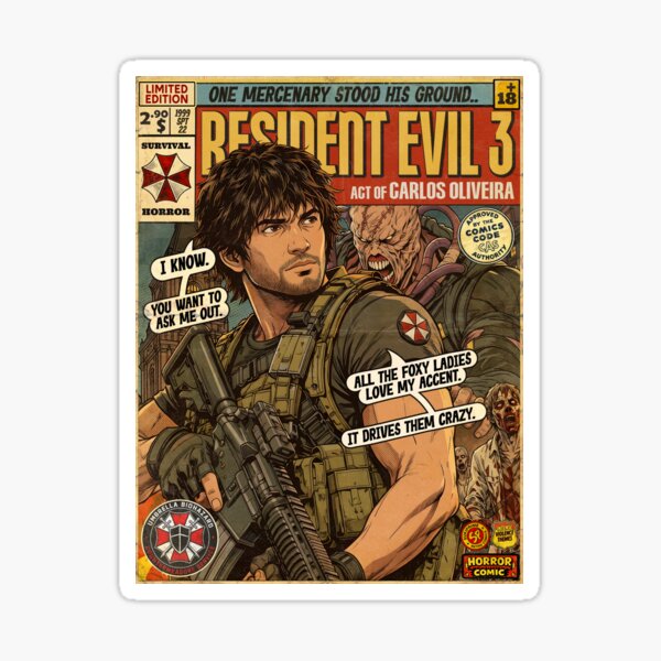 Aperçu de l'œuvre Illustration de couverture de BD rétro vintage pour Resident Evil 3 créée et vendue par Back2Collage.