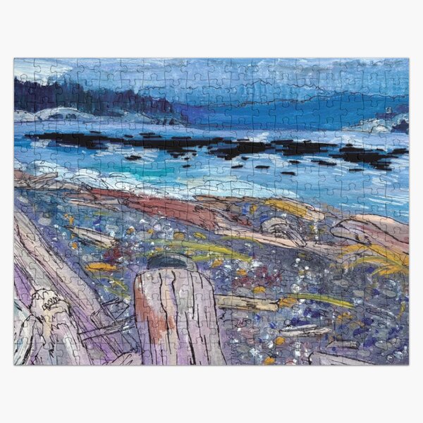 Item preview, Paisaje costero de madera a la deriva del mar de Salish designed and sold by TheArtyHarpy.