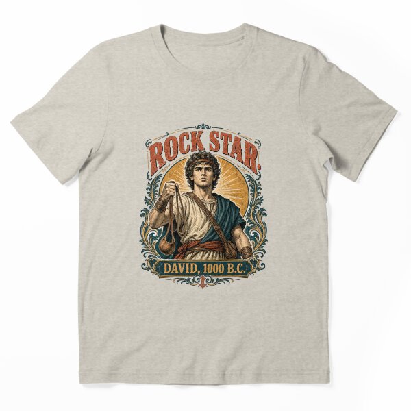 Artikelvorschau, Rockstar-König David im Vintage-Konzertstil – Biblische Illustration (2026) entworfen und verkauft von HeHeStudio.