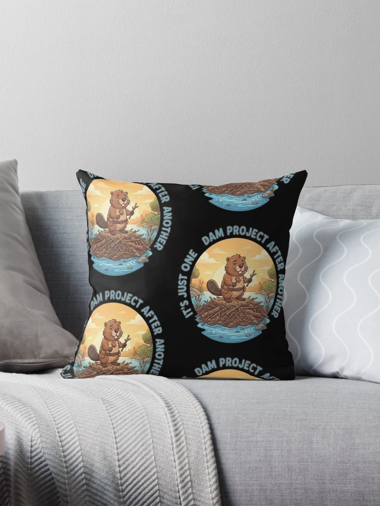 Thumbnail 1 of 4, Pillow, Funny Beaver Quote Cartoon designed and sold by Moka898.