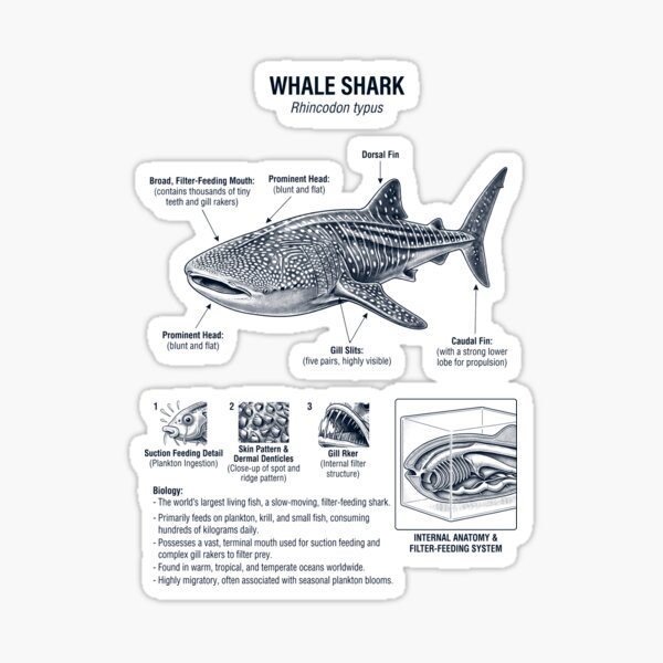 Item preview, Anatomía científica del tiburón ballena, biología marina, amante de los animales. designed and sold by dian-rody-crest.