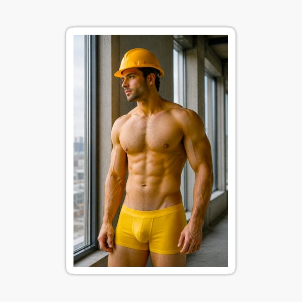 Item preview, Imagen n.° 2 de un trabajador de la construcción que se dedica al culturismo, serie Trabajadores de la construcción designed and sold by Bodies of Males.