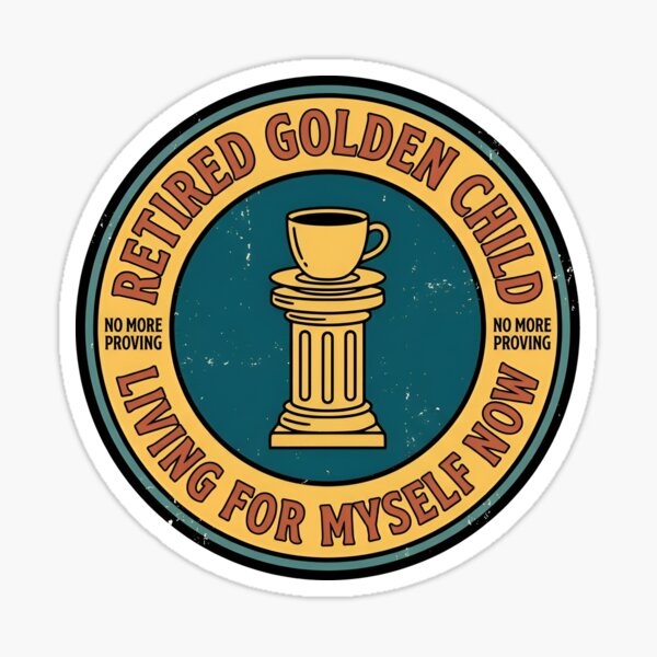 Item preview, Insignia vintage de niño dorado jubilado que vive para sí mismo designed and sold by DuckOddity.