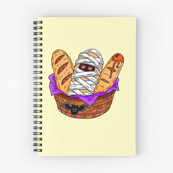 Item preview, Cartoon Halloween Spooky Bread Basket with Mummy Loaf French Baguettes and Bat Illustration designed and sold by RS4you.