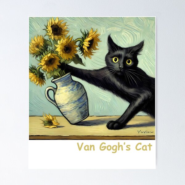 Artikelvorschau, Van Goghs Schwarze Katze – Sonnenblumen-Parodie entworfen und verkauft von LivingInThinAir.