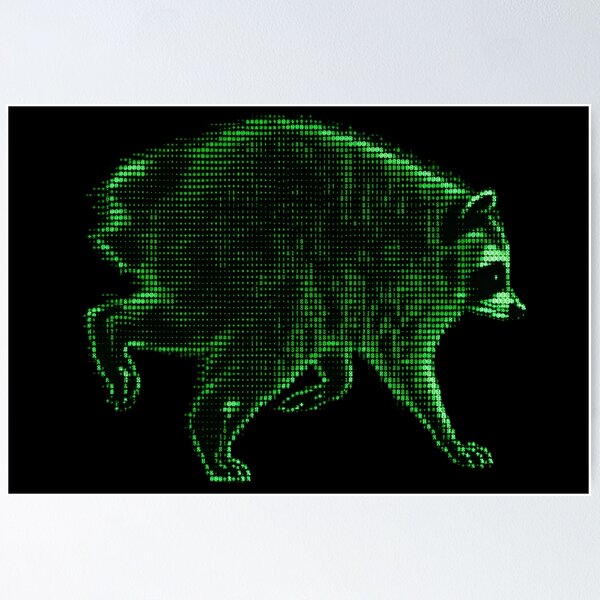 Item preview, Jimothy el mapache mutante - Matrix ASCII Cyberpunk designed and sold by laika-et-al.