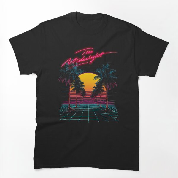 Item preview, La puesta de sol de la cuadrícula Synthwave de Midnight Palms designed and sold by IrenaMalic.