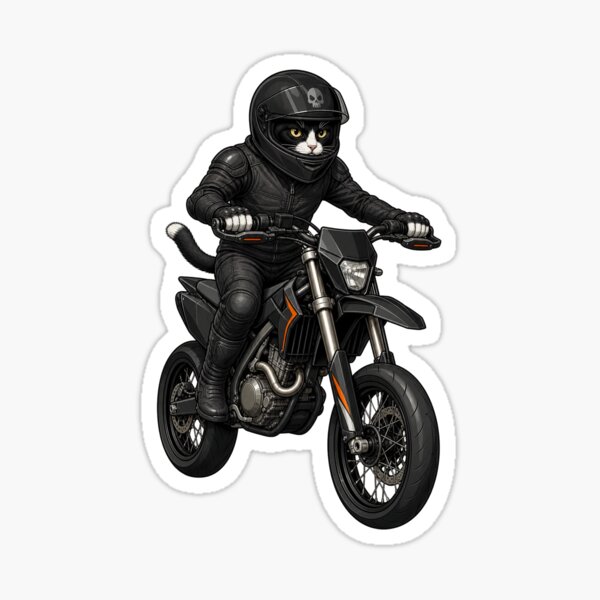 Artikelvorschau, Totenkopfhelm Katze Supermoto Fahrer entworfen und verkauft von TVEX19.
