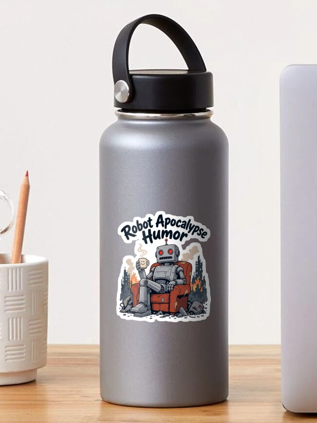 Thumbnail 1 of 3, Sticker, Robot Apocalypse Humor designed and sold by musthavewords.