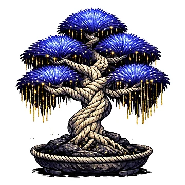 Artwork thumbnail, Glowing Indigo Fiber Bonsai Tree by teemix