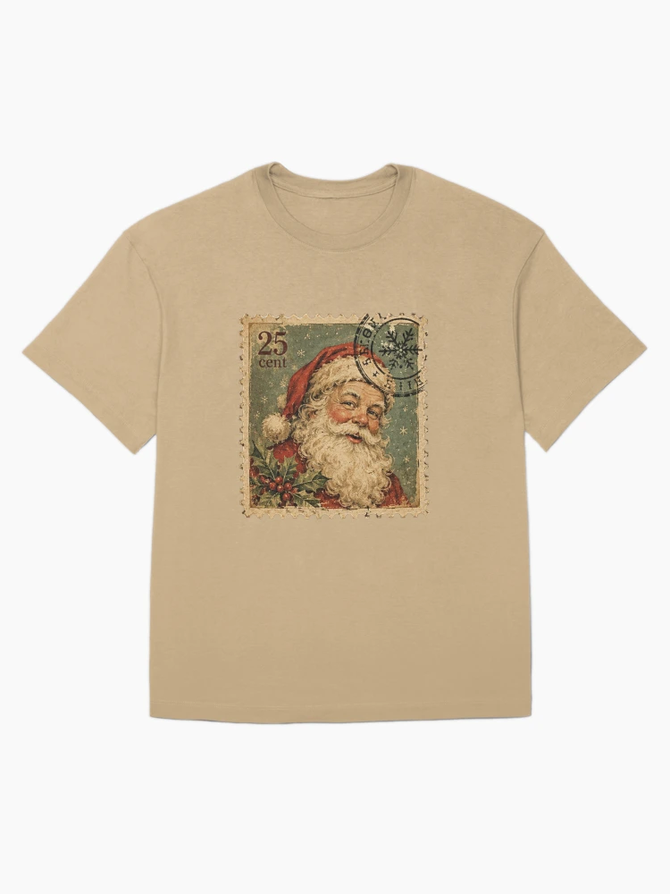 Imagen 1 de 7, Camiseta oversize con la obra Sello navideño antiguo de Papá Noel, diseñada y vendida por Kenny8716.