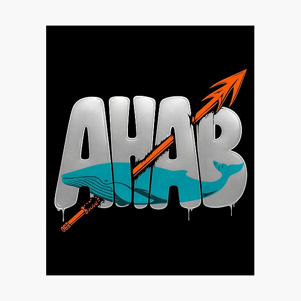 Item preview, Ahab Harpoon Through Whale Typography designed and sold by Fenay Designs.