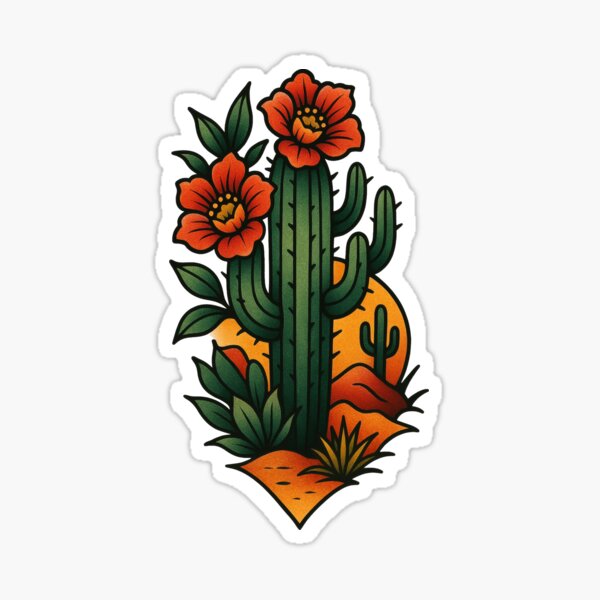 Item preview, Diseño de tatuaje de cactus neotradicional designed and sold by futuremartiah.