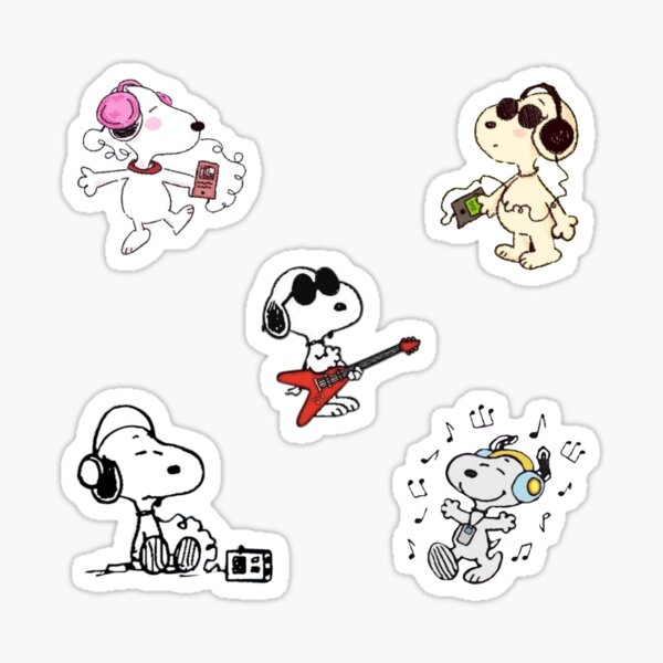 Item preview, Paquete de pegatinas de Snoopy disfrutando de la música designed and sold by listaren.