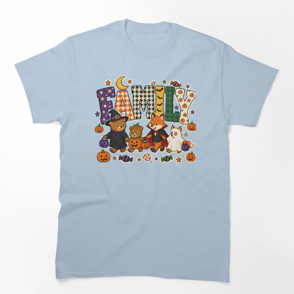 Aperçu de l'œuvre T-shirt à motif de lettres pour la famille | Modèle pour Halloween (groupe pour la chasse aux bonbons) créée et vendue par MOCH- ART.