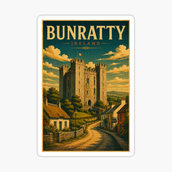 Item preview, Cartel de viaje antiguo del Castillo de Bunratty, Irlanda designed and sold by TravelScape Studio.