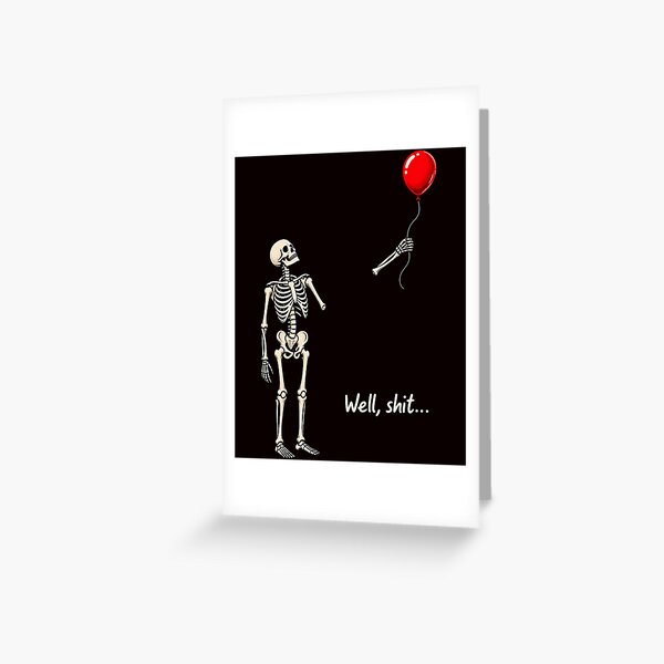 Aperçu de l'œuvre Humour d'Halloween avec un squelette et un ballon perdu créée et vendue par ImeldaSparks.