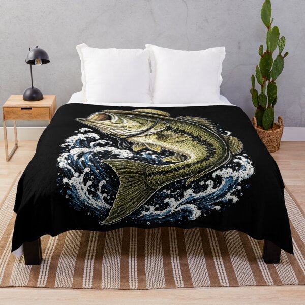 Item preview, vintage bass fish illustration with waves designed and sold by rafaeltto.