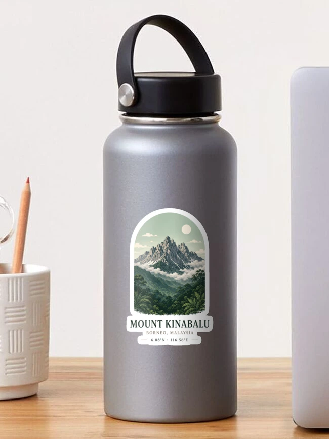 Thumbnail 1 of 3, Sticker, Mount Kinabalu Coordinates designed and sold by ChicClicker.
