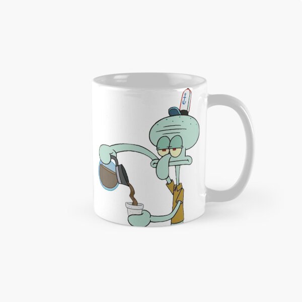 Artikelvorschau, Thaddäus-Kaffee-Aufkleber – Lustiges SpongeBob-Okto-Meme für müde Kaffeeliebhaber entworfen und verkauft von 808 Design.