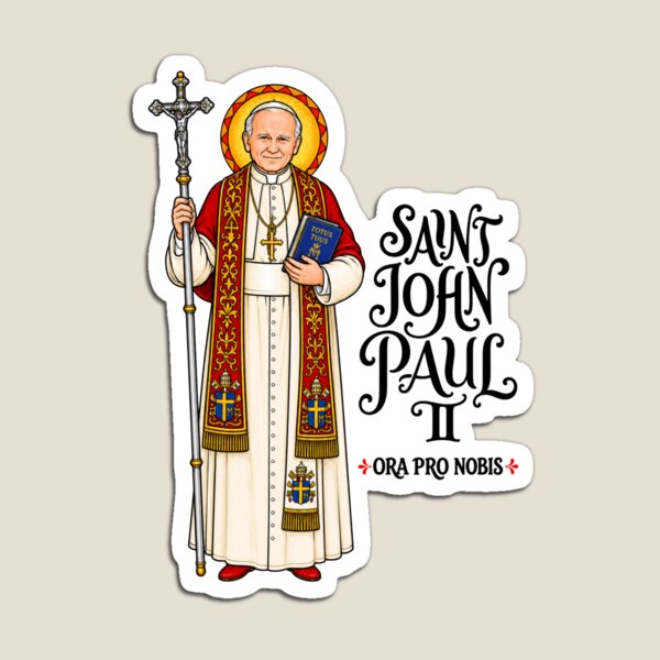 Aperçu de l'œuvre Saint Jean-Paul II | Design du pape catholique créée et vendue par Christian by Grace.