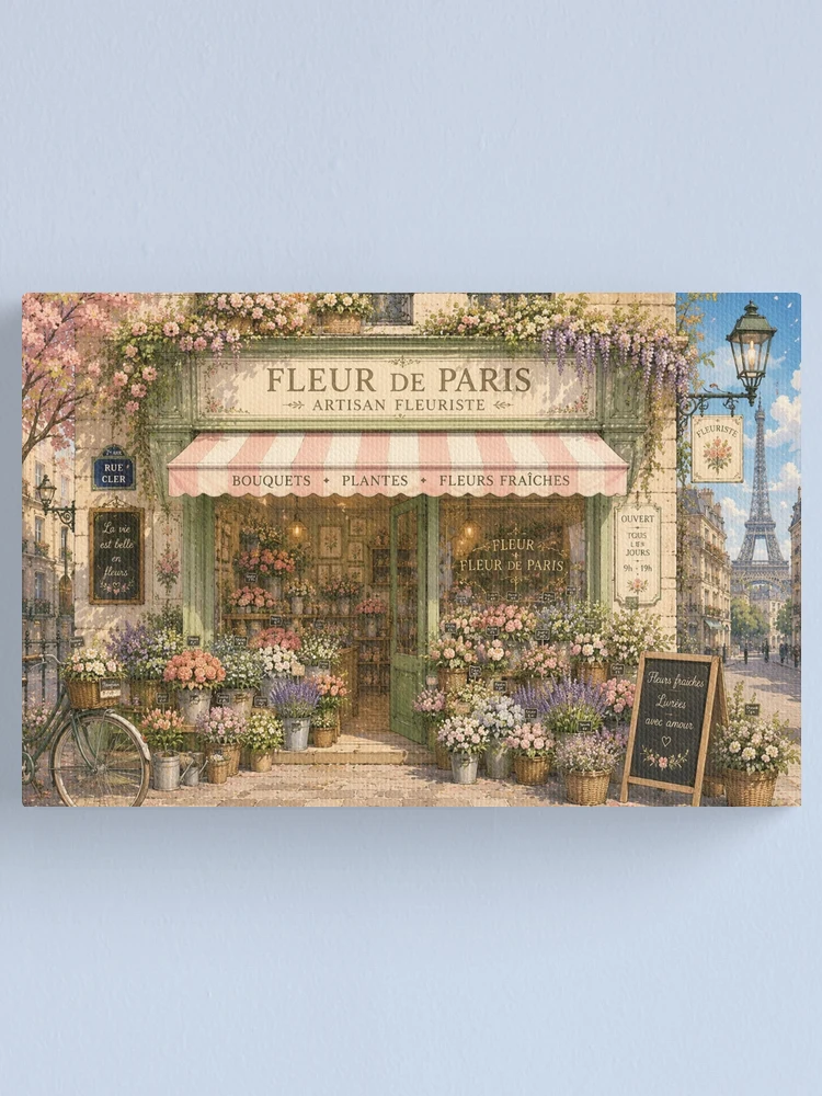 Thumbnail 1 of 3, Canvas Print, Paris Spring Florist Jigsaw Puzzle designed and sold by BiinJiin.