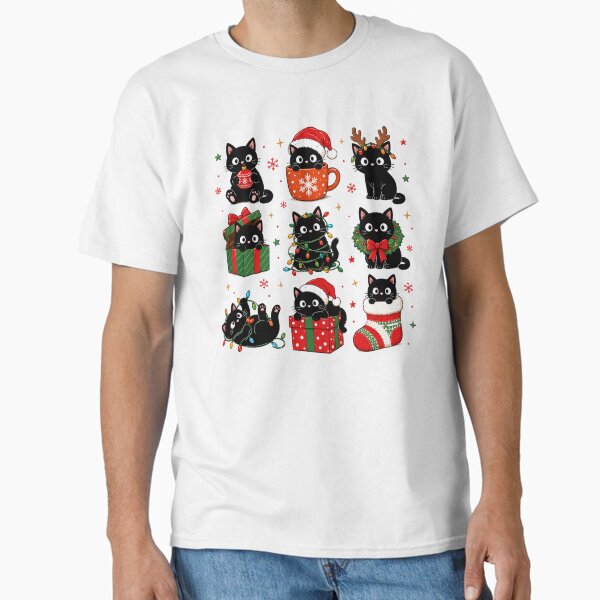 Aperçu de l'œuvre Sapin de Noël avec un chat rigolo et des guirlandes lumineuses emmêlées créée et vendue par DYAFLK.