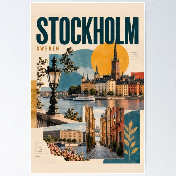 Item preview, Cartel turístico de Estocolmo designed and sold by ForeverPrintsOK.
