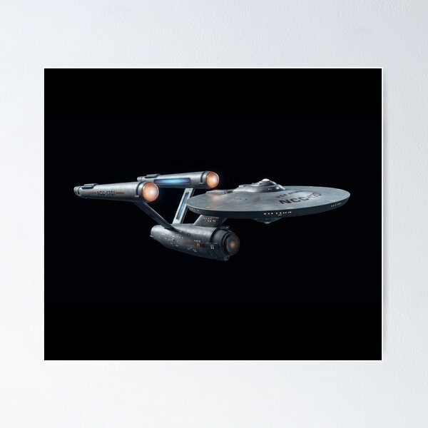 Aperçu de l'œuvre Titre : Affiche d'art spatial de science-fiction représentant le vaisseau spatial USS Enterprise NCC-1701 créée et vendue par Kate1art.