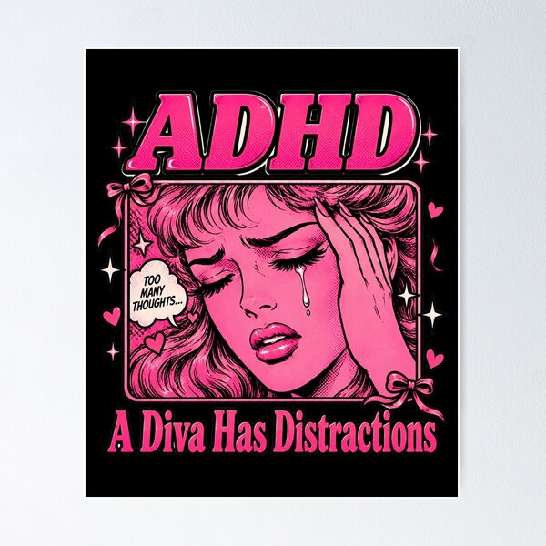 Item preview, Funny ADHD, A Diva Has Distractions, Dizzy Star and Spinning Bright Ideas, Sarcastic ADHD Humor, Cute Gift for Women designed and sold by Cchotlan.