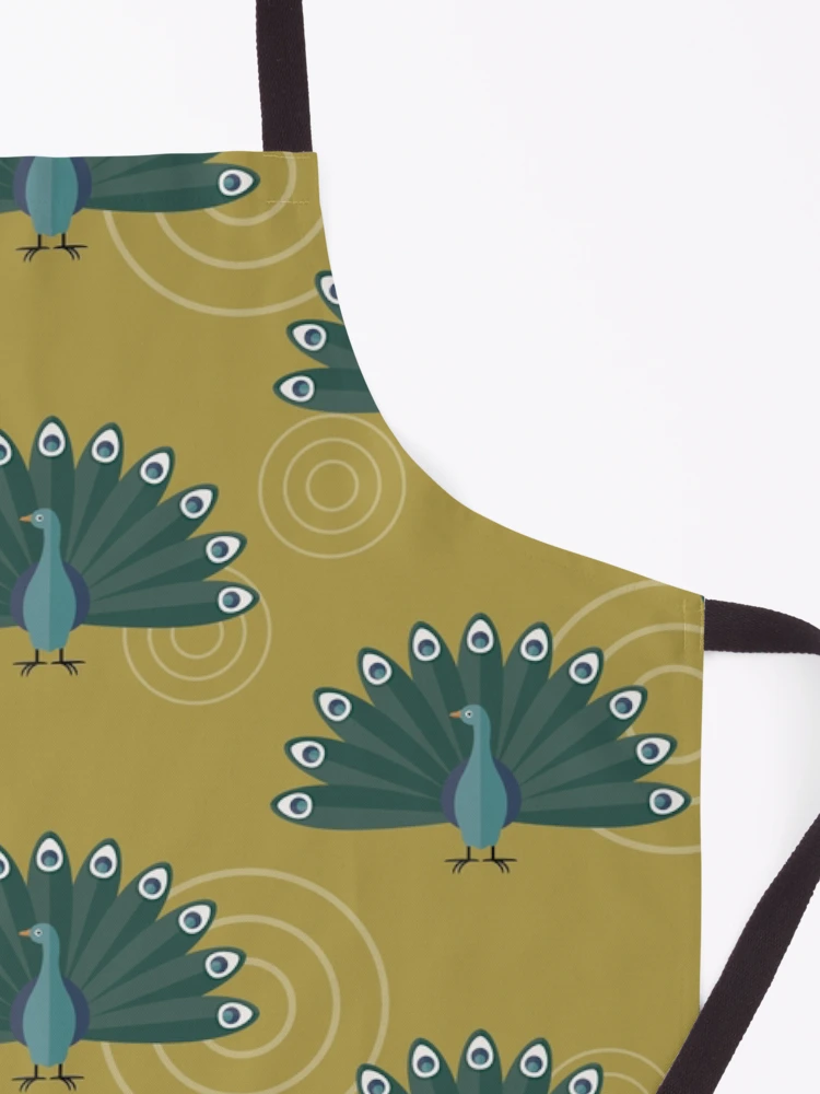 Thumbnail 3 of 6, Apron, Peacocks on green designed and sold by reneesillus.