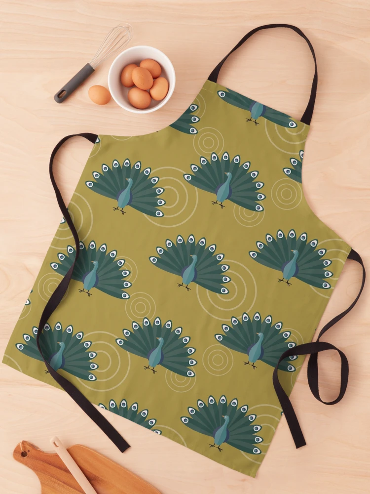 Thumbnail 1 of 6, Apron, Peacocks on green designed and sold by reneesillus.