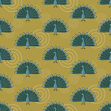 Artwork thumbnail, Peacocks on green by reneesillus