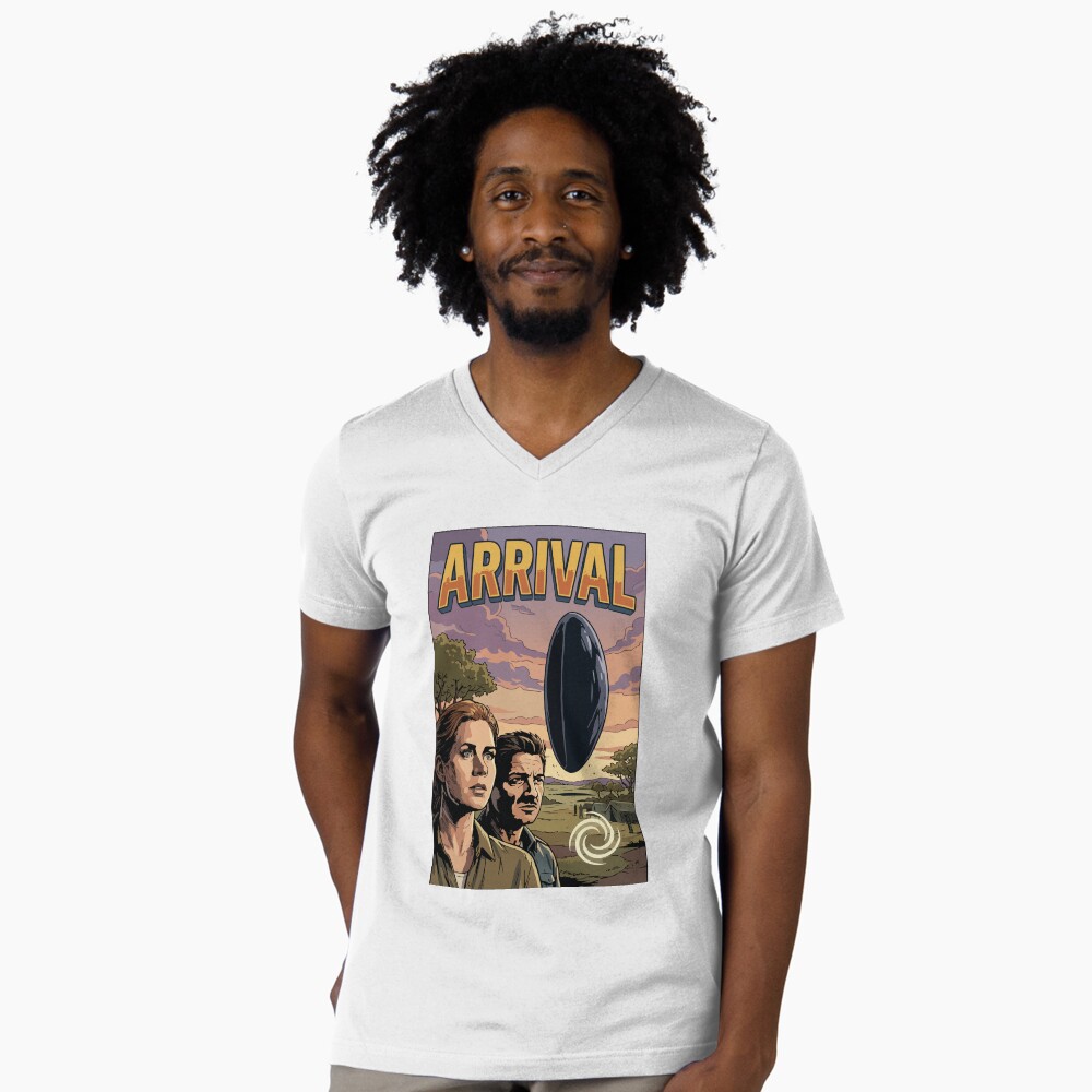 Vista previa del artículo con la obra «Camiseta de cuello en V», diseñado y vendido por tigrootiger.
