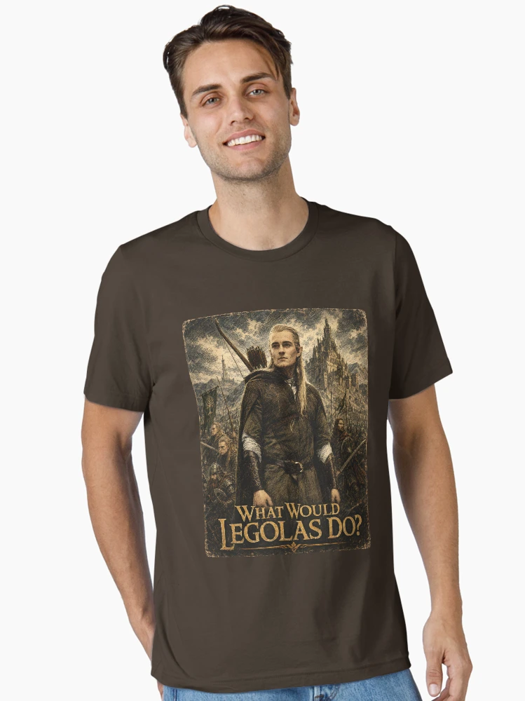 Aperçu 2 sur 7. T-shirt essentiel avec l'œuvre Que ferait Legolas ? créée et vendue par TeeCodes.