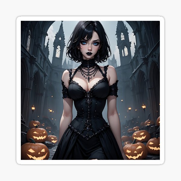 Artikelvorschau, Heiße Halloween-Anime-Mädchen-Goth-Mommy-Waifu-Frau entworfen und verkauft von Your New Fixation.